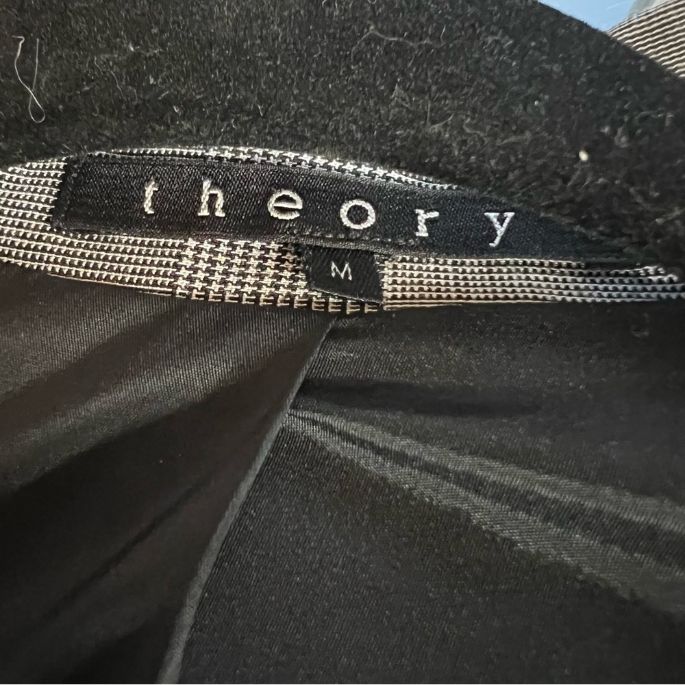 THEORY Minimalist Luxury Classic Gray Plaid Wool Blend Single Button Blazer, M - Picture 14 of 14